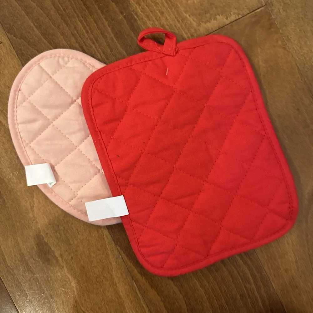 Target‎ Pot Holders Heart Cotton 2 Pack Pink Red Valentine Kitchen New